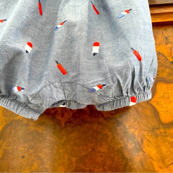 Cat & Jack Red White and Blue Popsicle Jean Bubble Romper onesie Size 0-3 Months - Picture 9 of 17